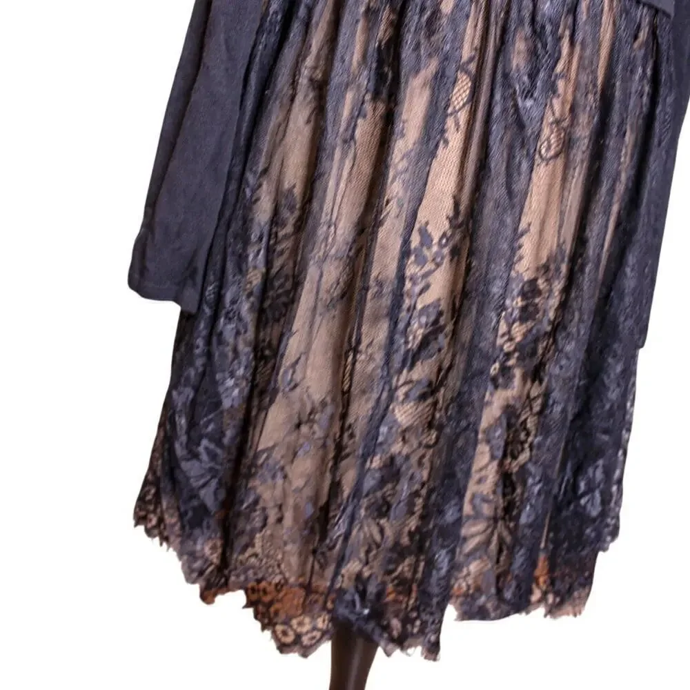 Bailey/44 Anthropologie Mini Dress Black Lace Witchy Whimsygoth Goth S